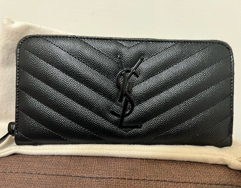 YSL So Black Logo山形紋長夾-0