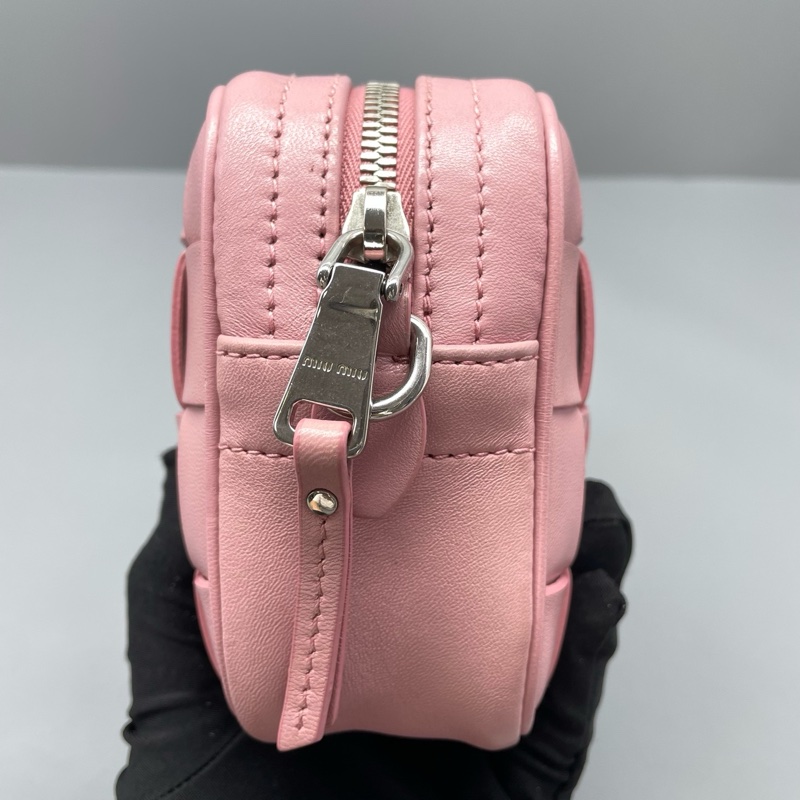 miumiu繆繆編織水晶鏈條包單肩帶粉色/22*11*5cm附件:雙帶-4