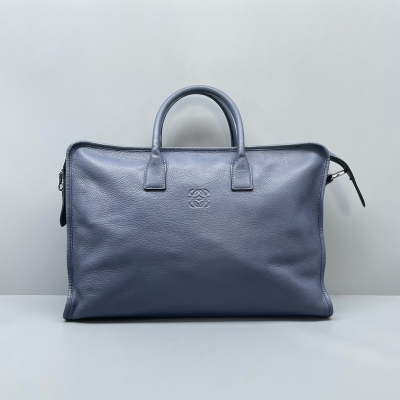 LOEWE羅意威藍色手提公文包 缺肩帶 41*28*10cm無附件-0