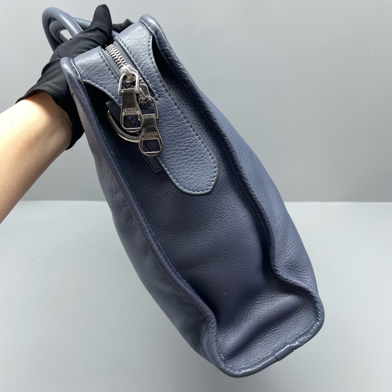 LOEWE羅意威藍色手提公文包 缺肩帶 41*28*10cm無附件-4