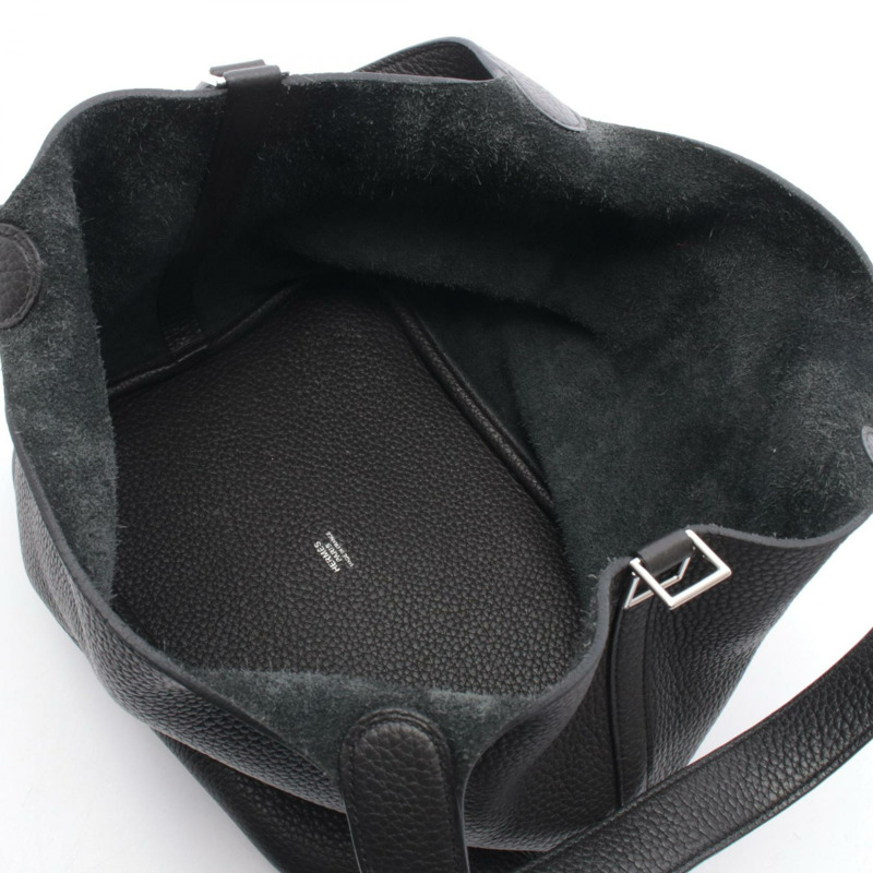 愛馬仕 Picotin Lock MM 托特水桶包，Clemence 皮革，黑色，SHW，二手-2