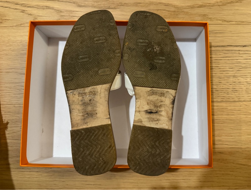 Hermes 白色 Oran涼鞋 有使用痕跡 台灣購入 37.5-9
