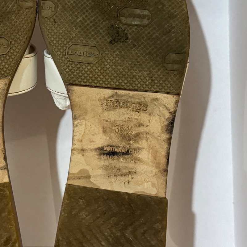 Hermes 白色 Oran涼鞋 有使用痕跡 台灣購入 37.5-10