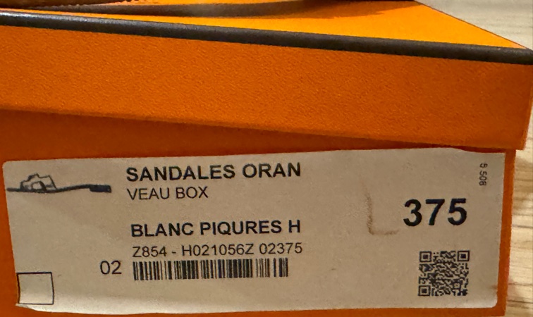 Hermes 白色 Oran涼鞋 有使用痕跡 台灣購入 37.5-11