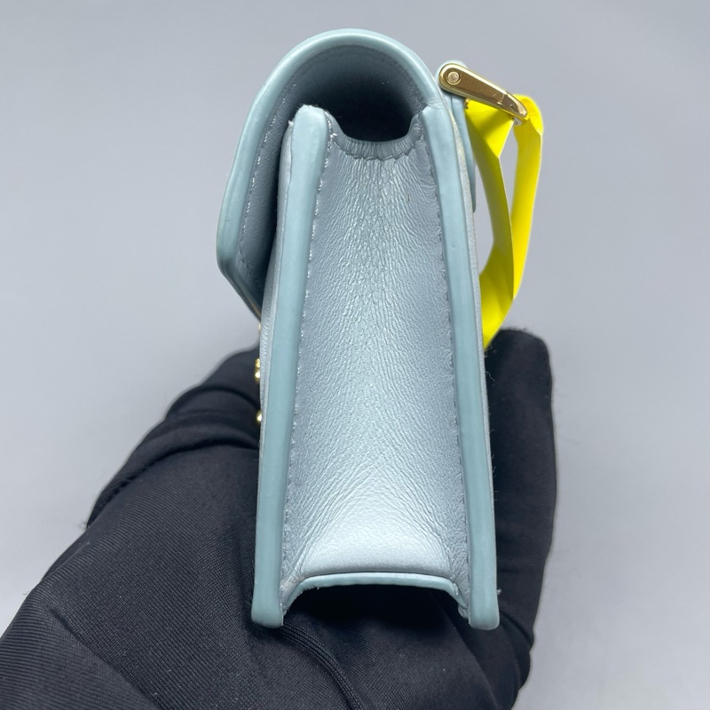 miumiu繆繆藍色鏈條零錢包/11*8*3.5cm/.無附件-2