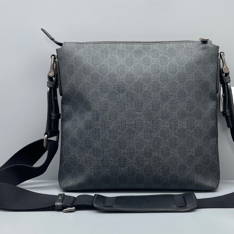 Gucci古馳老花斜挎包灰黑色/28*28*4cm 無附件-1