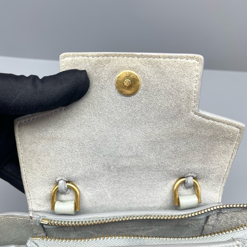 celine賽琳鯰魚包超mini藍灰色/15*14*8cm/附件:肩帶-8