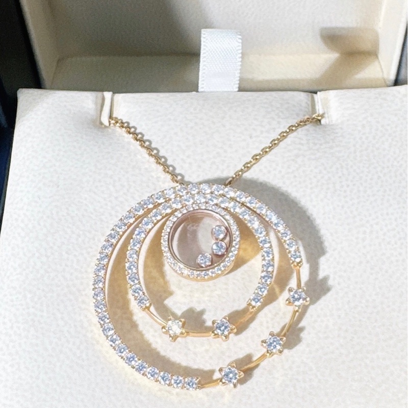 Chopard蕭邦 快樂鑽 玫瑰金滿鑽流星🌠項鍊-5