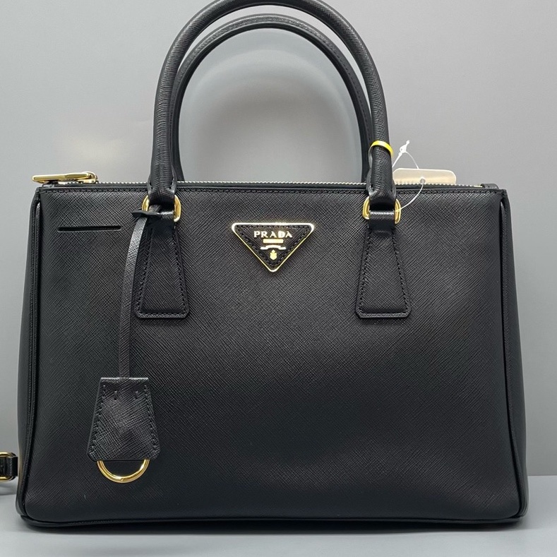 98新 prada普拉達殺手包中號黑金/31*20*14cm/附件:肩帶-0