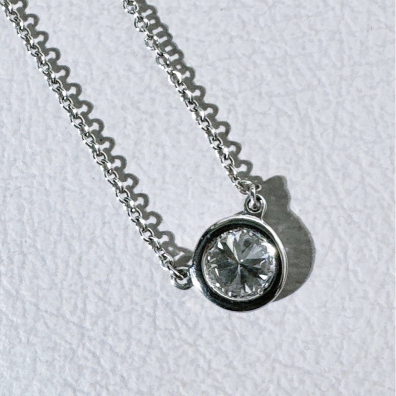 Tiffany蒂芙尼 18K 白金 泡泡鑽單鑽項鍊，0.5 克拉，VVS2/H/3EX，無螢光-1