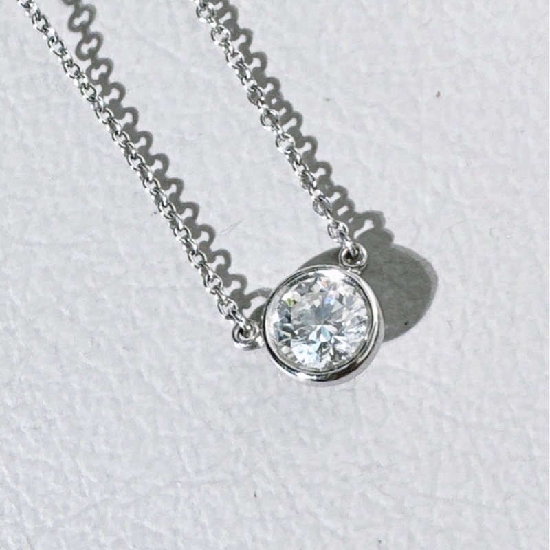 Tiffany蒂芙尼 18K 白金 泡泡鑽單鑽項鍊，0.5 克拉，VVS2/H/3EX，無螢光-2