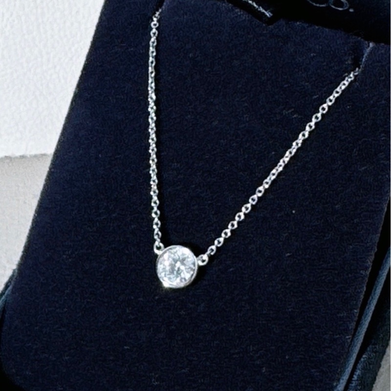 Tiffany蒂芙尼 18K 白金 泡泡鑽單鑽項鍊，0.5 克拉，VVS2/H/3EX，無螢光-4