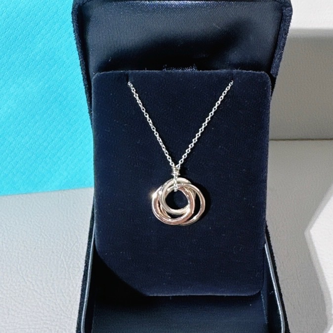 Tiffany 蒂芙尼 1837系列的三色金 ,白金滿鑽項鍊-1