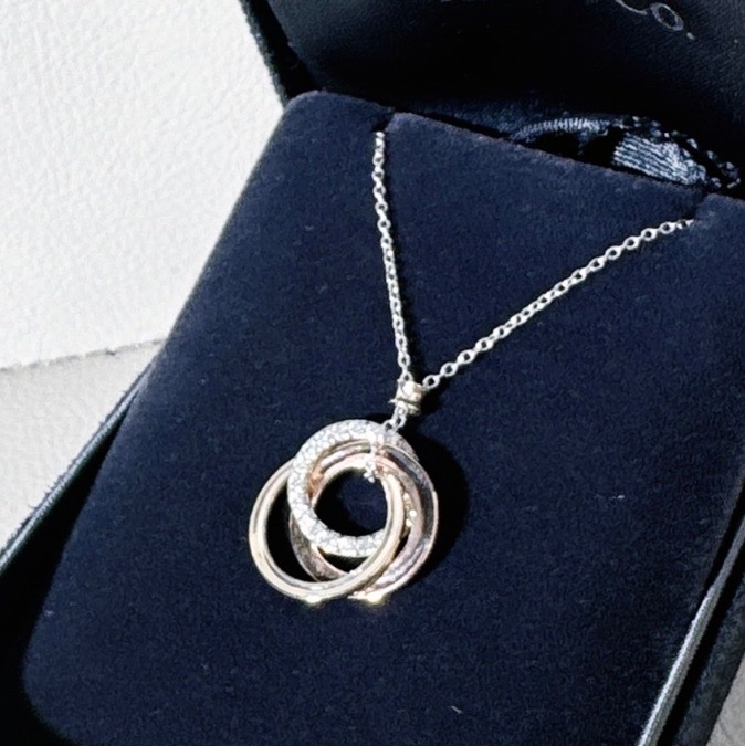 Tiffany 蒂芙尼 1837系列的三色金 ,白金滿鑽項鍊-3