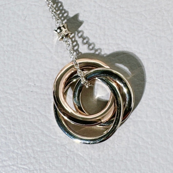 Tiffany 蒂芙尼 1837系列的三色金 ,白金滿鑽項鍊-5