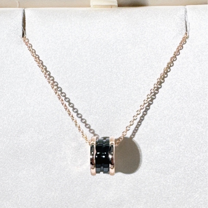 Bvlgari寶格麗 黑陶瓷彈簧18k玫瑰金項鍊 三檔️調節扣 附件:盒子、保卡 ,2018年購入,經典百搭 男女同款 好價走-5