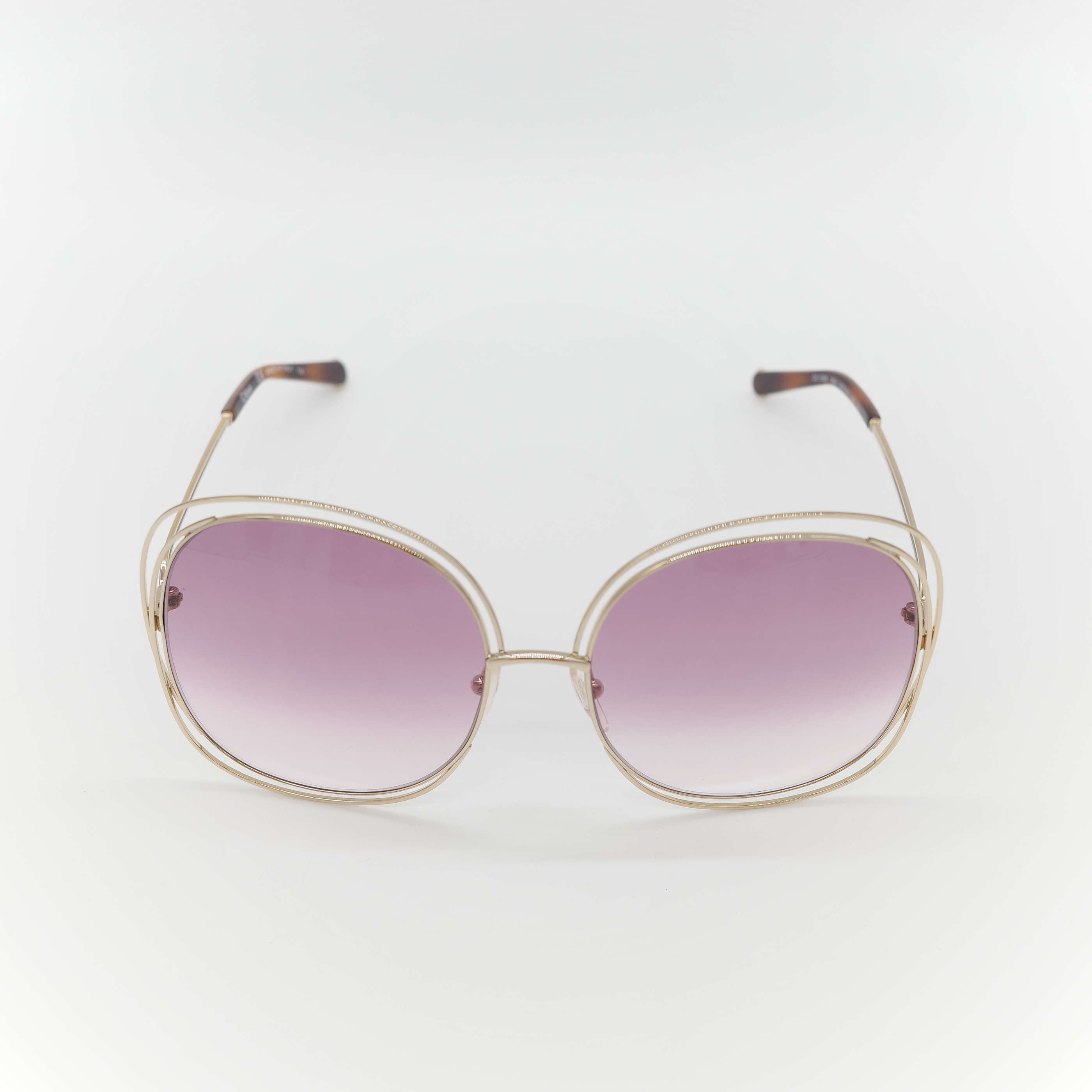 Chloé 蔻依 Carlina 金色金屬紫色鏡片 大框圓形太陽眼鏡-1