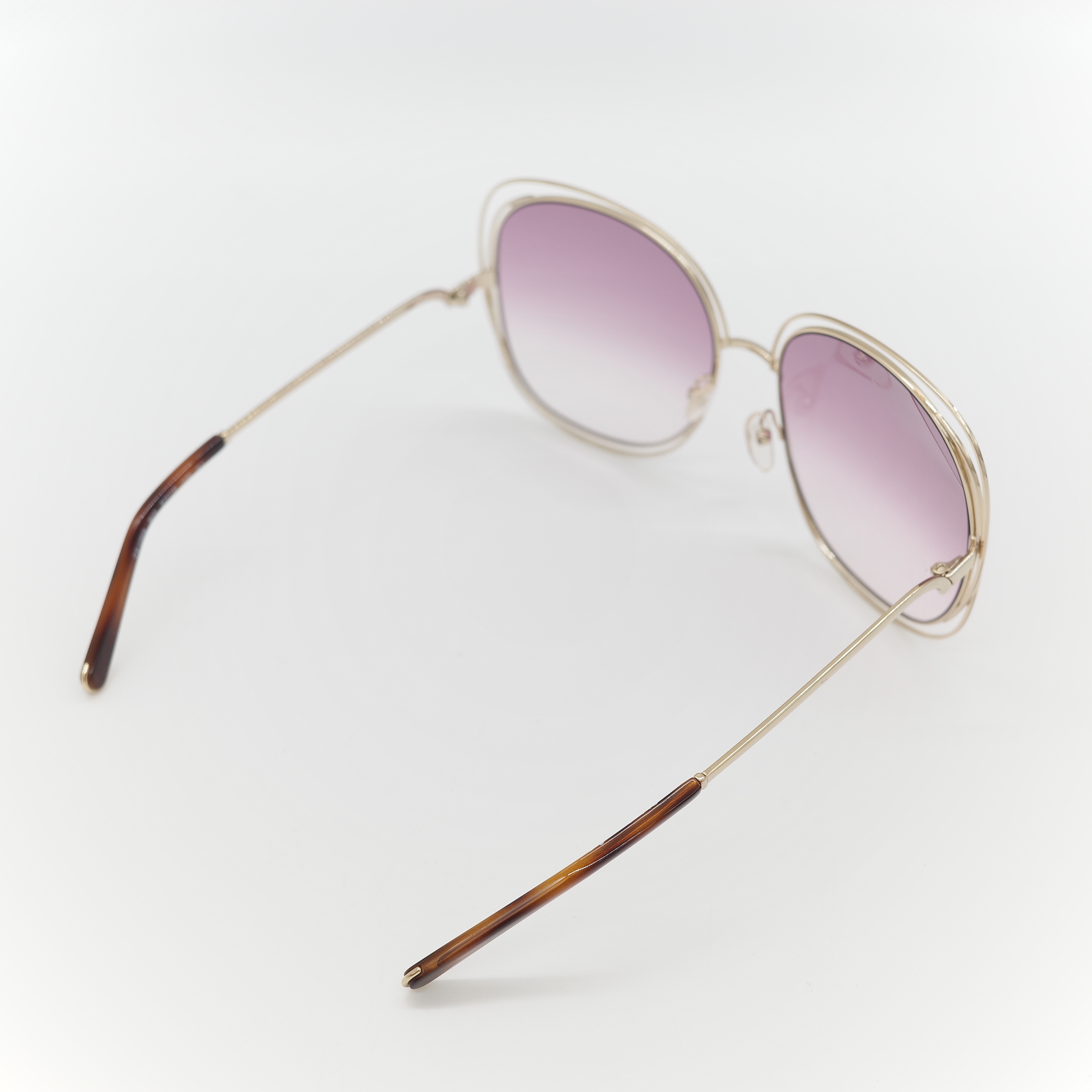 Chloé 蔻依 Carlina 金色金屬紫色鏡片 大框圓形太陽眼鏡-3