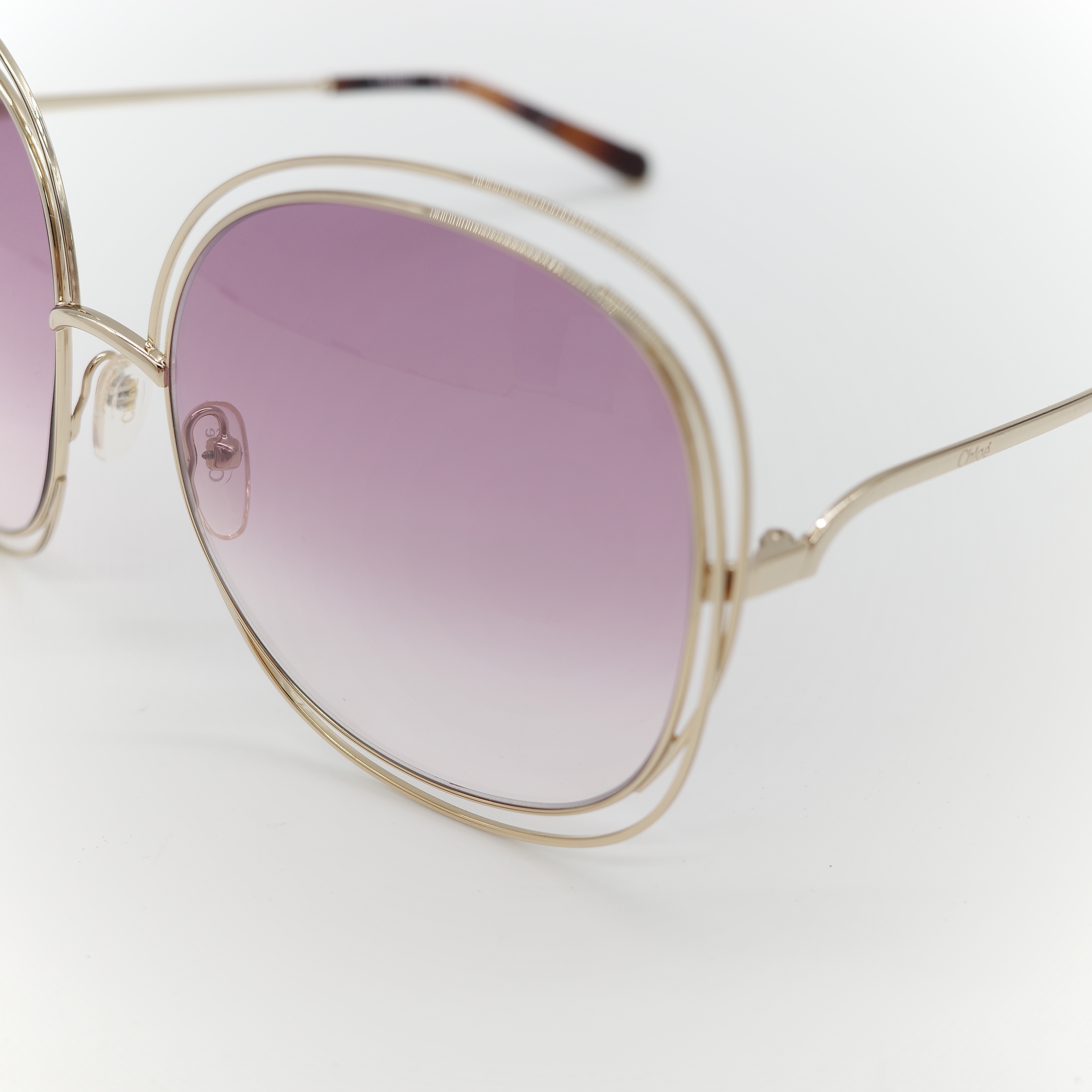 Chloé 蔻依 Carlina 金色金屬紫色鏡片 大框圓形太陽眼鏡-6