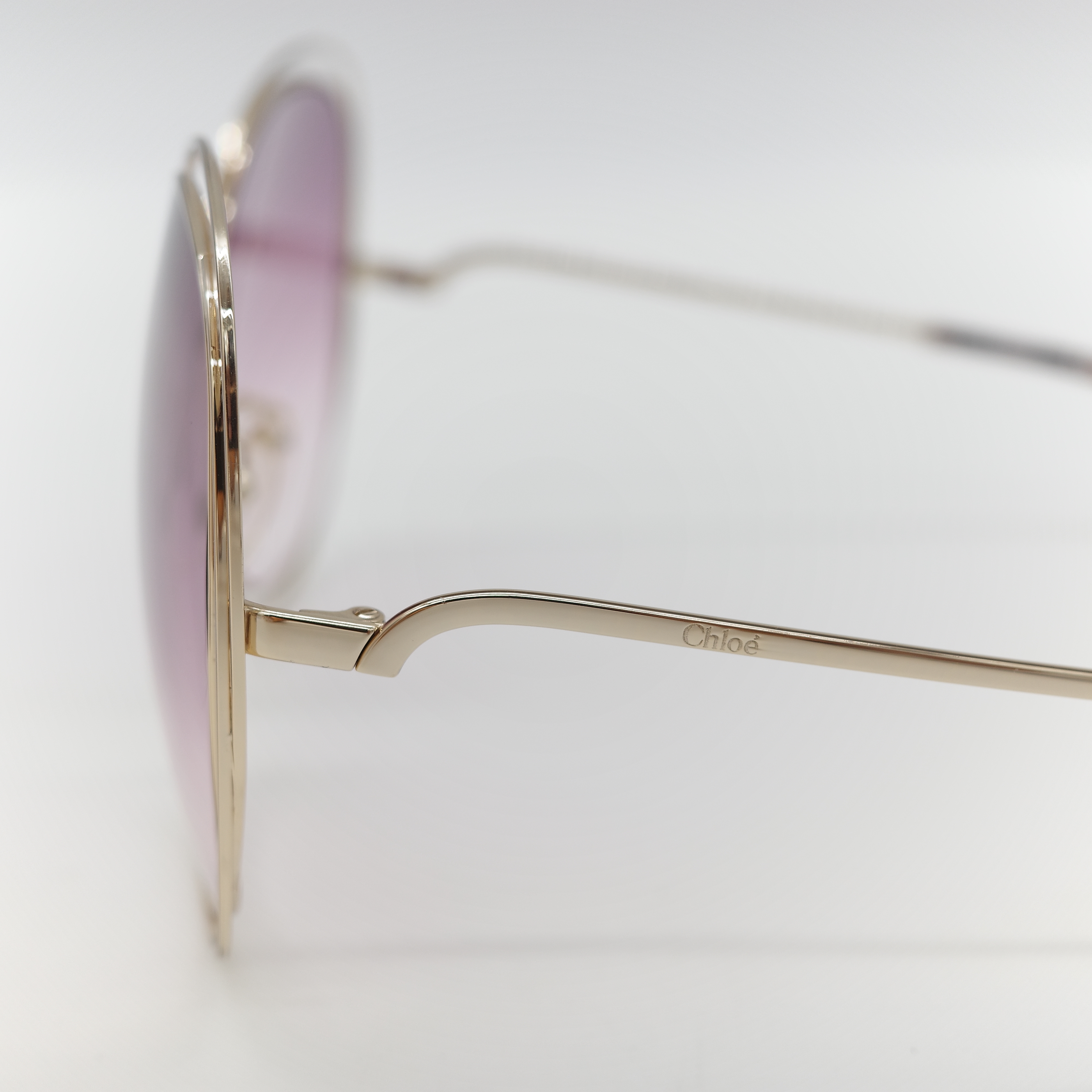 Chloé 蔻依 Carlina 金色金屬紫色鏡片 大框圓形太陽眼鏡-8
