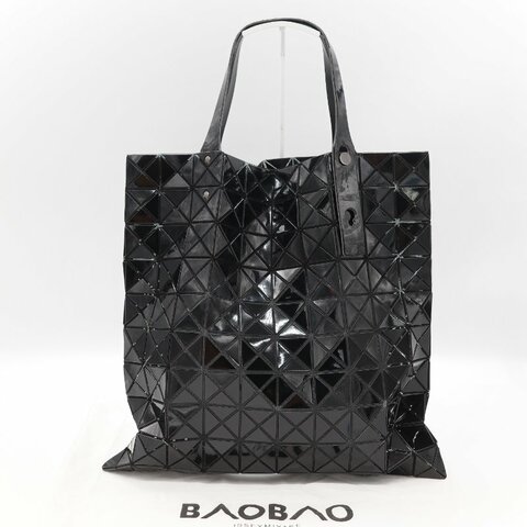Issey Miyake 三宅一生 Bao Bao 10x10黑色亮面聚酯纖維 大型手提包