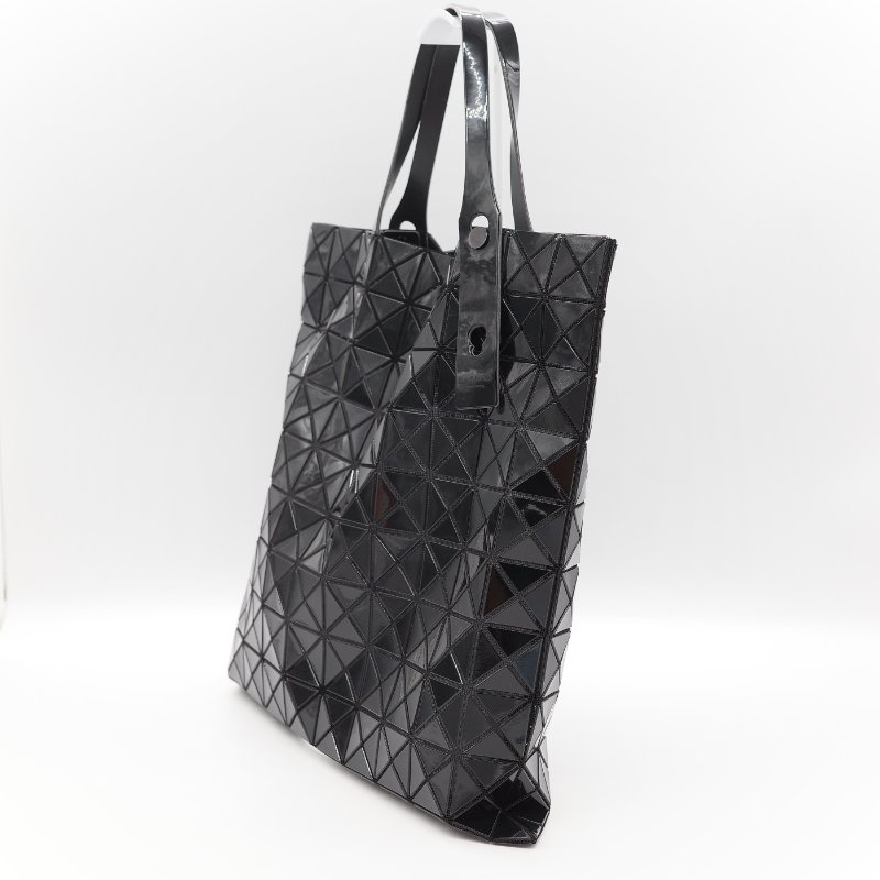 Issey Miyake 三宅一生 Bao Bao 10x10黑色亮面聚酯纖維 大型手提包-3