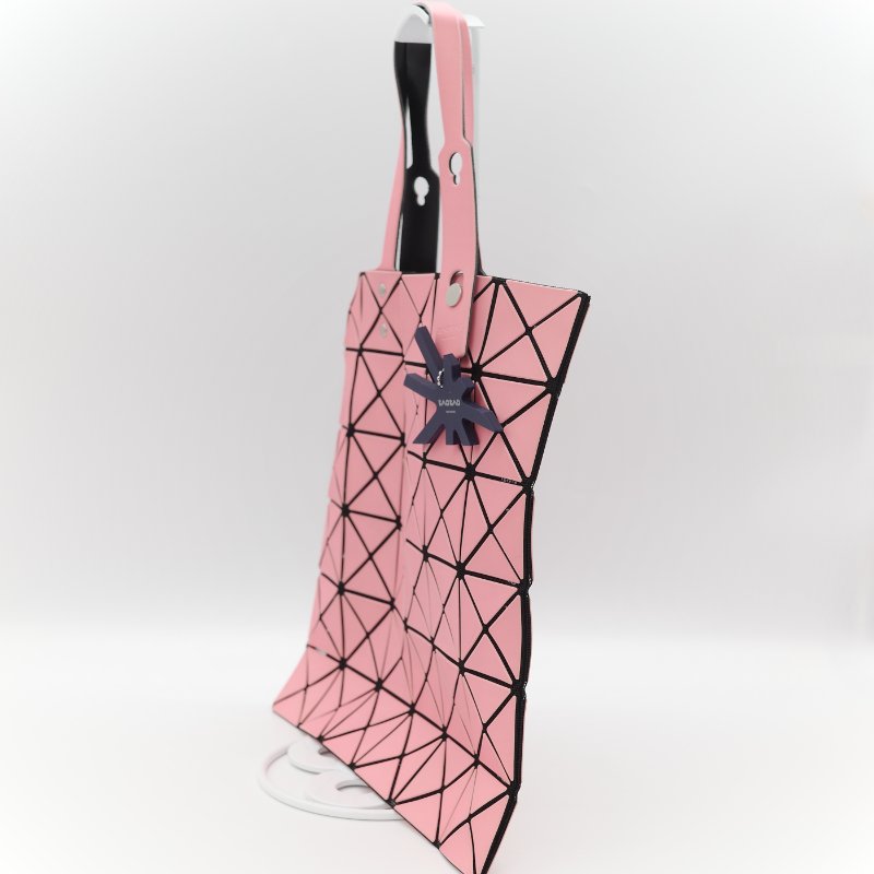 Issey Miyake 三宅一生 Bao Bao 粉色 聚酯纖維 6x6 方格手提包-2