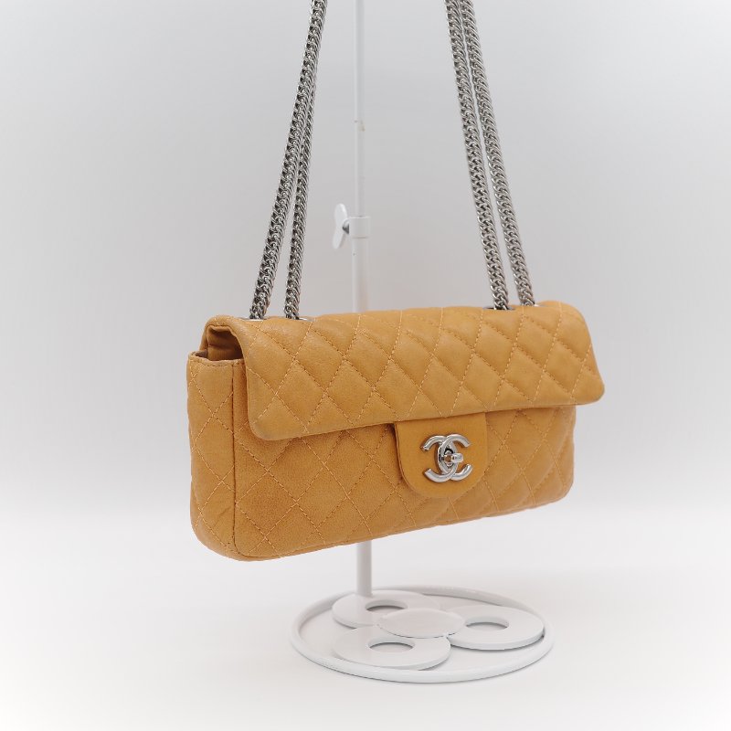 Chanel 香奈兒 Classic Flap CF 25cm 芥末黃 牛皮 銀色鏈條 斜挎包 口蓋包-2