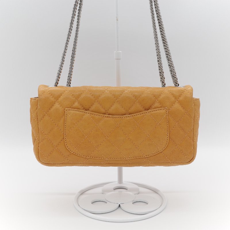 Chanel 香奈兒 Classic Flap CF 25cm 芥末黃 牛皮 銀色鏈條 斜挎包 口蓋包-4