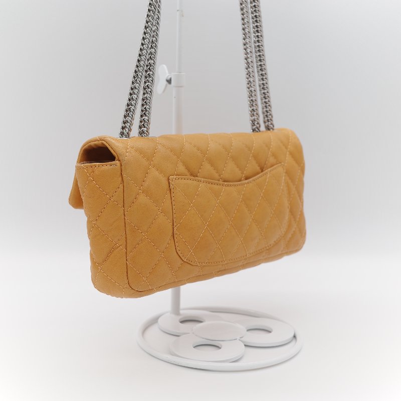 Chanel 香奈兒 Classic Flap CF 25cm 芥末黃 牛皮 銀色鏈條 斜挎包 口蓋包-5