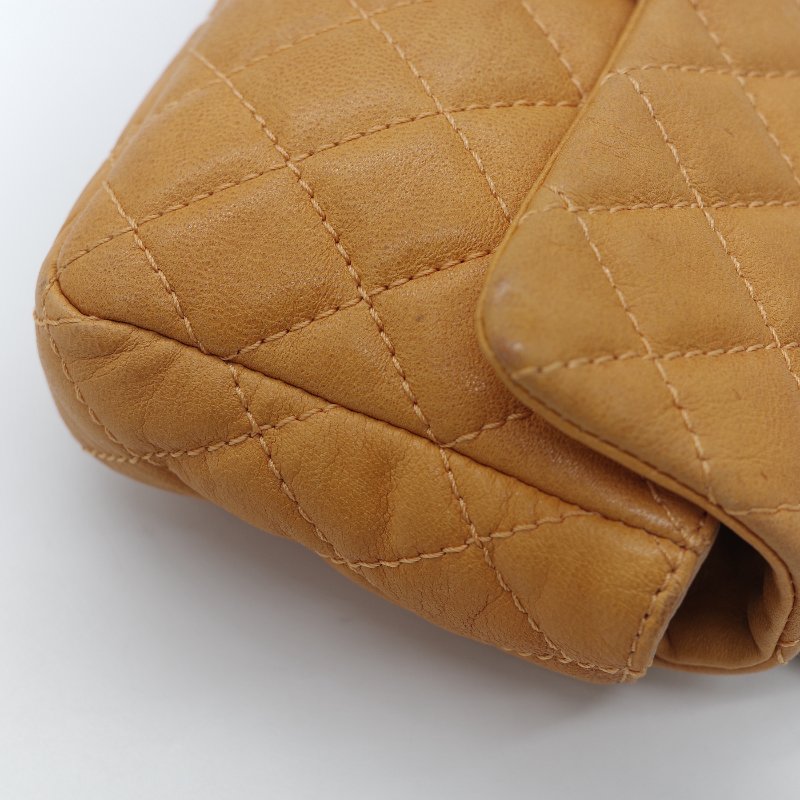 Chanel 香奈兒 Classic Flap CF 25cm 芥末黃 牛皮 銀色鏈條 斜挎包 口蓋包-11