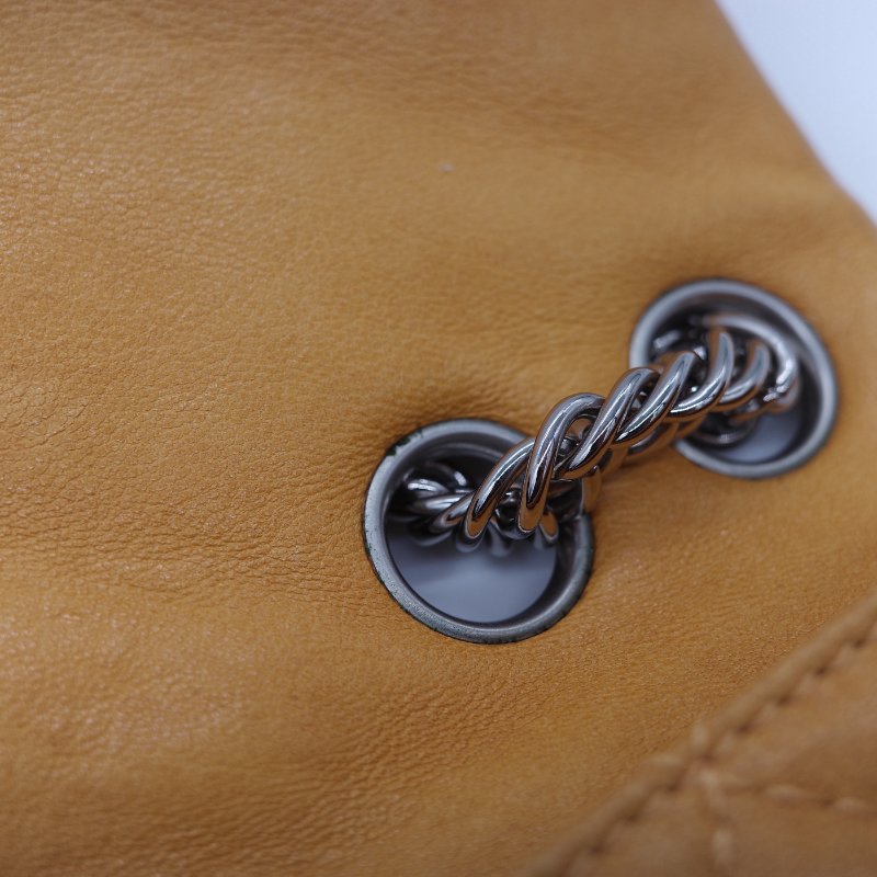 Chanel 香奈兒 Classic Flap CF 25cm 芥末黃 牛皮 銀色鏈條 斜挎包 口蓋包-16