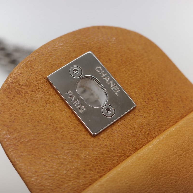 Chanel 香奈兒 Classic Flap CF 25cm 芥末黃 牛皮 銀色鏈條 斜挎包 口蓋包-17