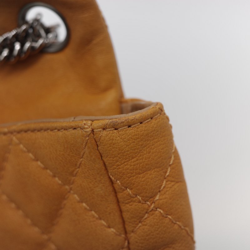 Chanel 香奈兒 Classic Flap CF 25cm 芥末黃 牛皮 銀色鏈條 斜挎包 口蓋包-19