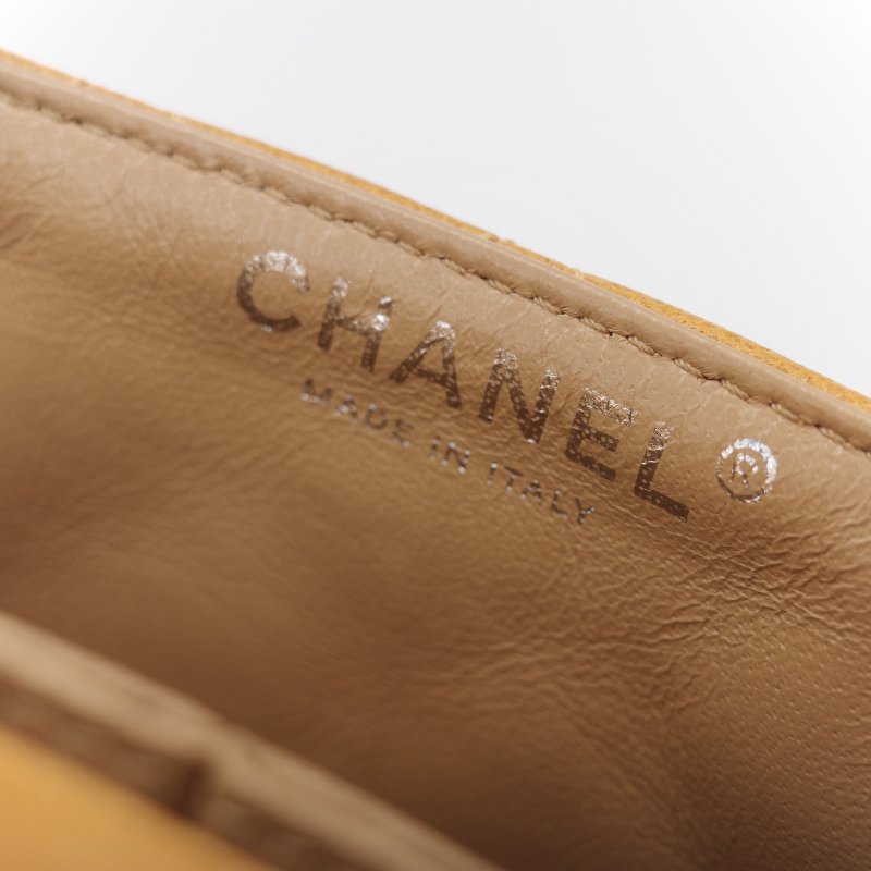 Chanel 香奈兒 Classic Flap CF 25cm 芥末黃 牛皮 銀色鏈條 斜挎包 口蓋包-28