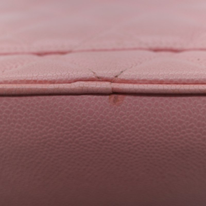 Chanel 香奈兒 希爾頓 櫻花粉 粒面牛皮 金幣包 單肩包 拉鍊 托特包 單肩包-12