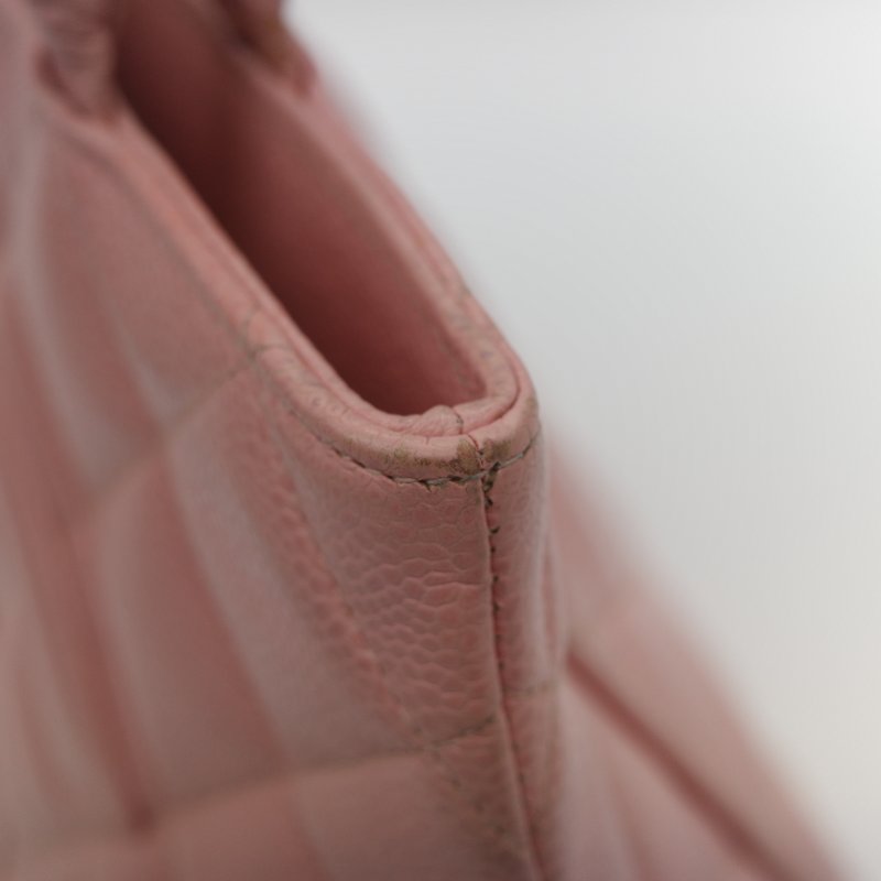 Chanel 香奈兒 希爾頓 櫻花粉 粒面牛皮 金幣包 單肩包 拉鍊 托特包 單肩包-15