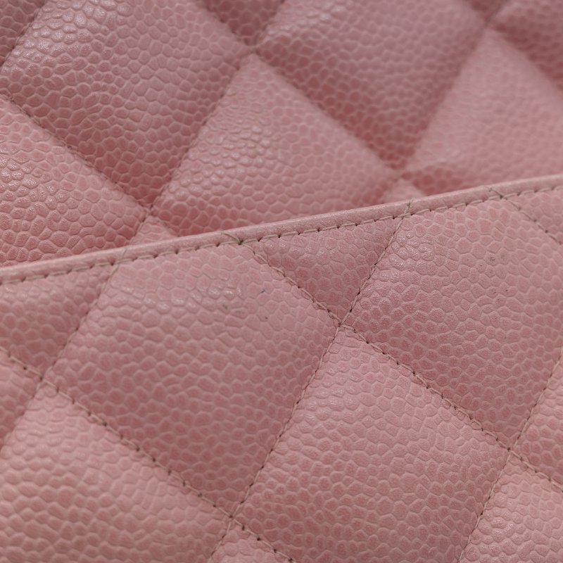 Chanel 香奈兒 希爾頓 櫻花粉 粒面牛皮 金幣包 單肩包 拉鍊 托特包 單肩包-18