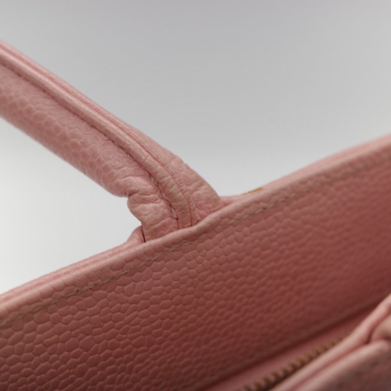 Chanel 香奈兒 希爾頓 櫻花粉 粒面牛皮 金幣包 單肩包 拉鍊 托特包 單肩包-22