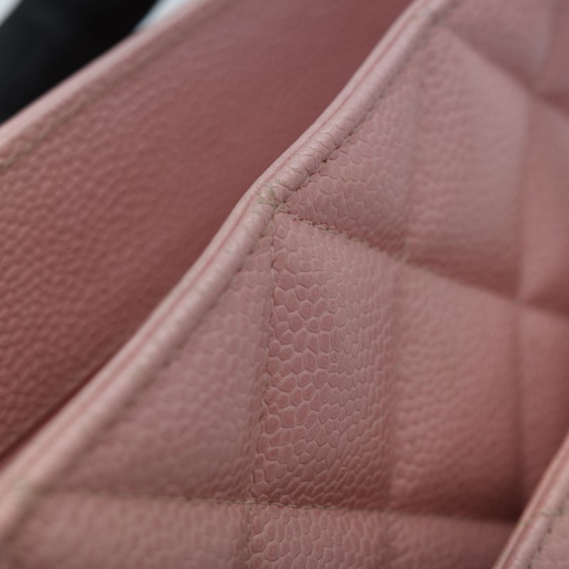 Chanel 香奈兒 希爾頓 櫻花粉 粒面牛皮 金幣包 單肩包 拉鍊 托特包 單肩包-24