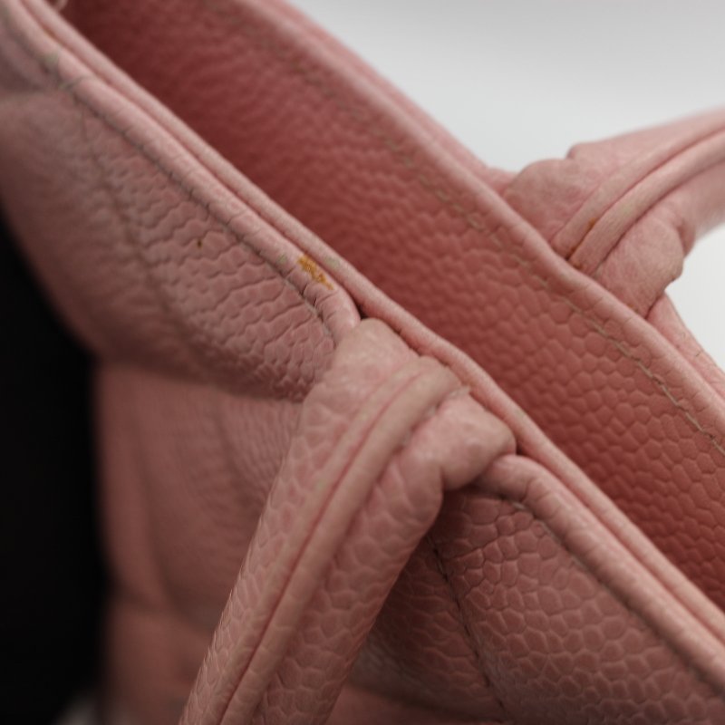 Chanel 香奈兒 希爾頓 櫻花粉 粒面牛皮 金幣包 單肩包 拉鍊 托特包 單肩包-27