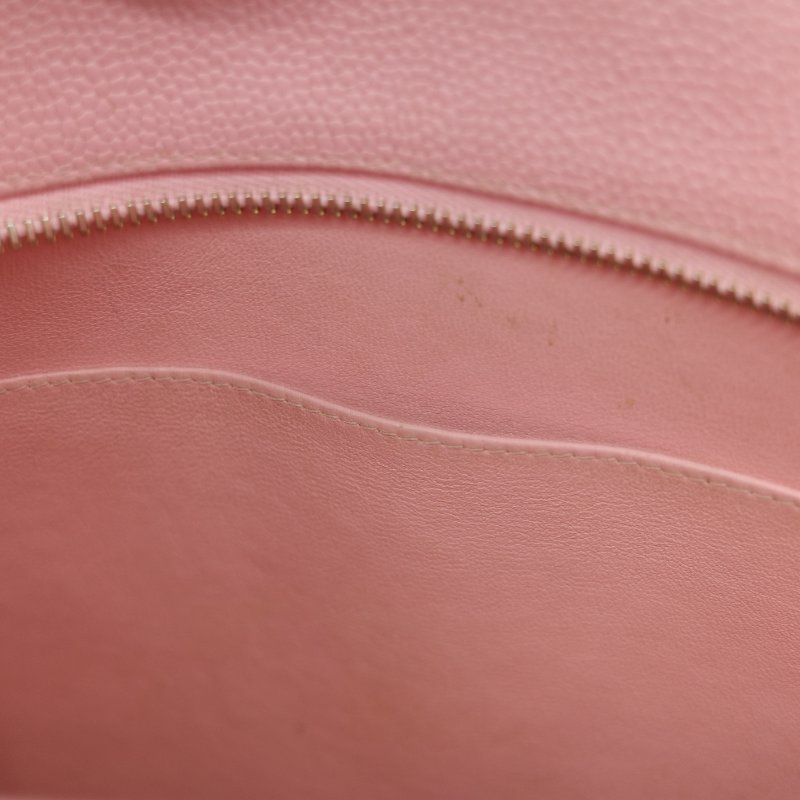 Chanel 香奈兒 希爾頓 櫻花粉 粒面牛皮 金幣包 單肩包 拉鍊 托特包 單肩包-33