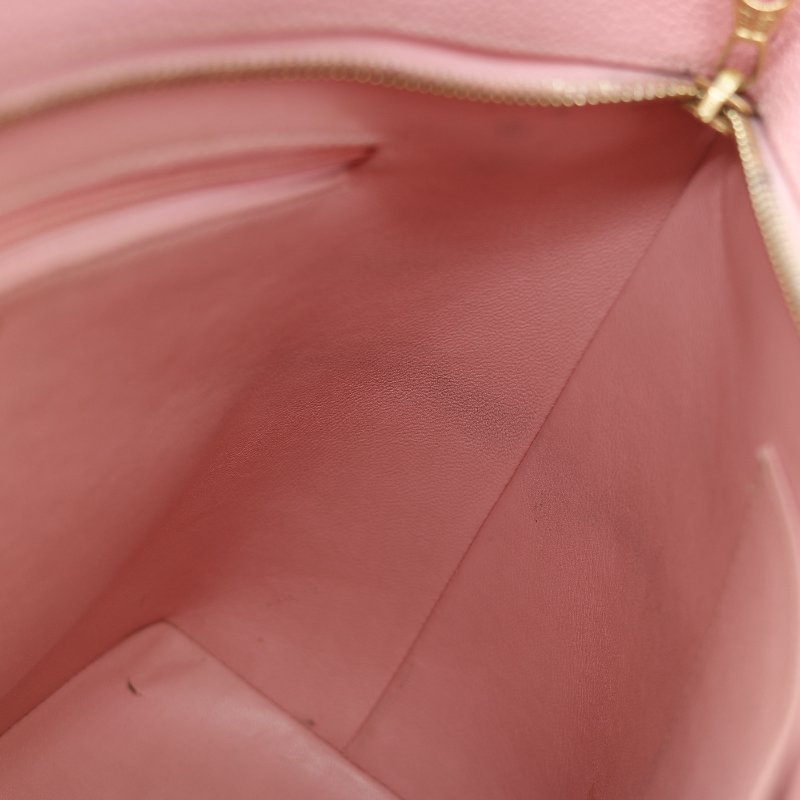 Chanel 香奈兒 希爾頓 櫻花粉 粒面牛皮 金幣包 單肩包 拉鍊 托特包 單肩包-35