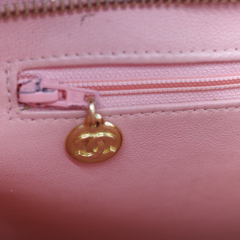 Chanel 香奈兒 希爾頓 櫻花粉 粒面牛皮 金幣包 單肩包 拉鍊 托特包 單肩包-38