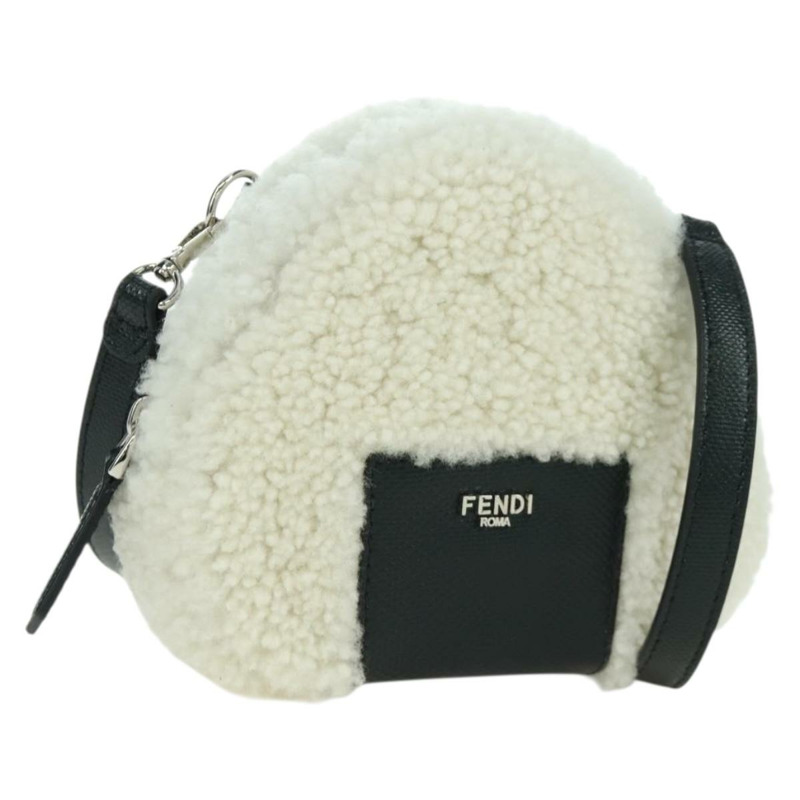 【日本直送】FENDI Rice Ball 單肩包 Mouton 白色銀色 Auth ARZ384SM-0