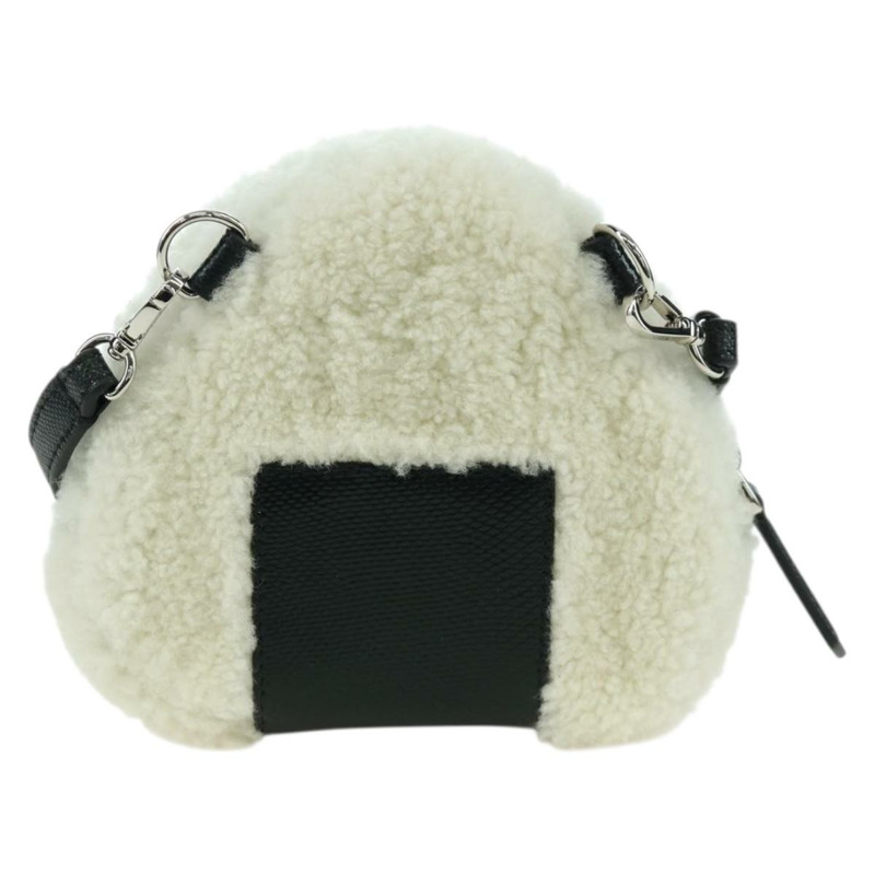 【日本直送】FENDI Rice Ball 單肩包 Mouton 白色銀色 Auth ARZ384SM-1