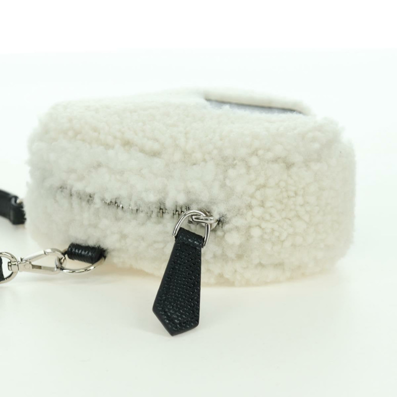 【日本直送】FENDI Rice Ball 單肩包 Mouton 白色銀色 Auth ARZ384SM-2