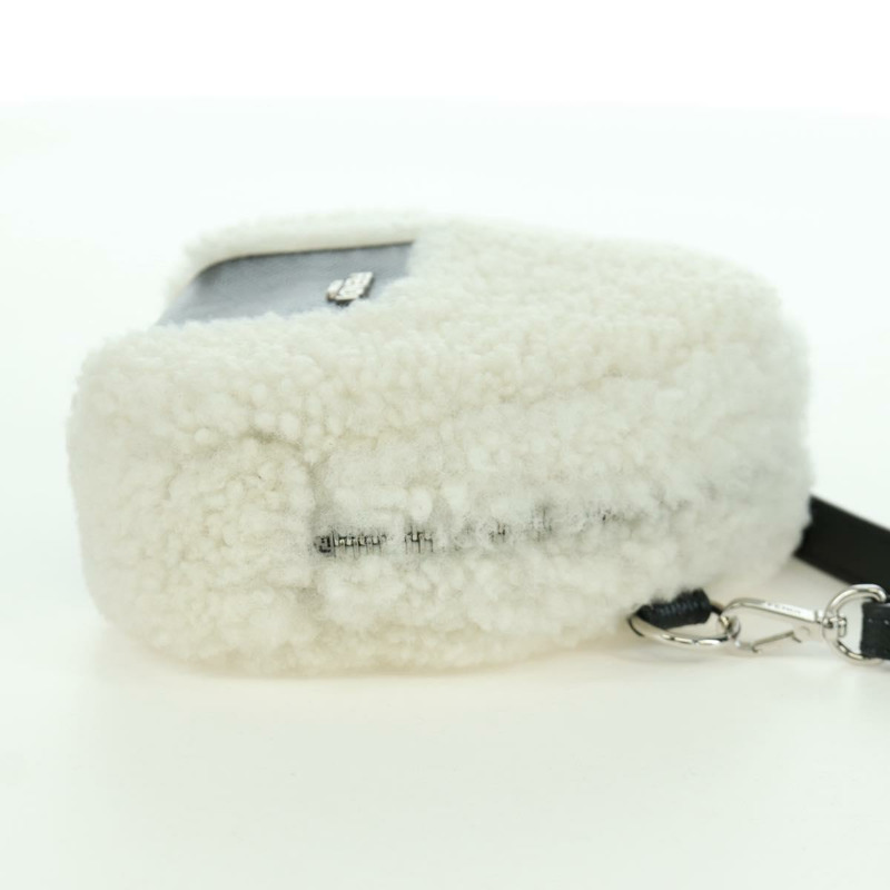 【日本直送】FENDI Rice Ball 單肩包 Mouton 白色銀色 Auth ARZ384SM-3