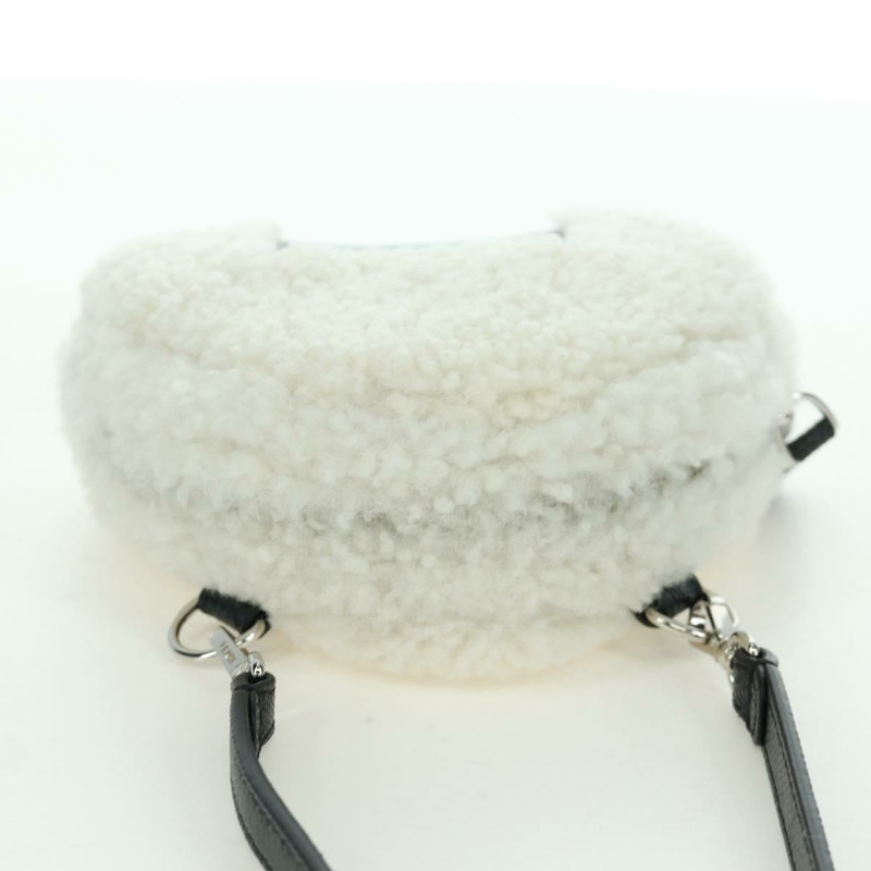 【日本直送】FENDI Rice Ball 單肩包 Mouton 白色銀色 Auth ARZ384SM-5