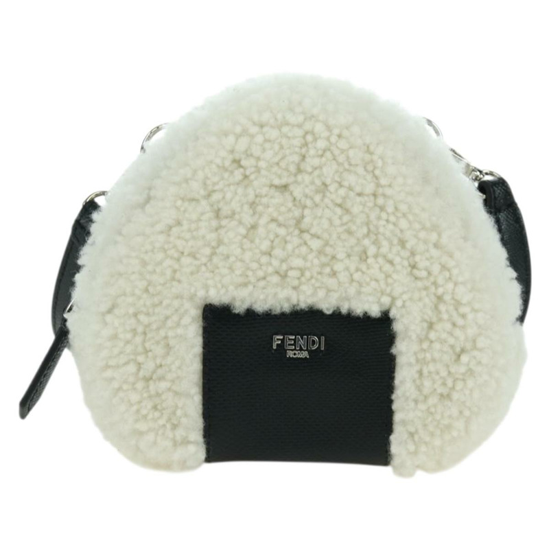 【日本直送】FENDI Rice Ball 單肩包 Mouton 白色銀色 Auth ARZ384SM-12